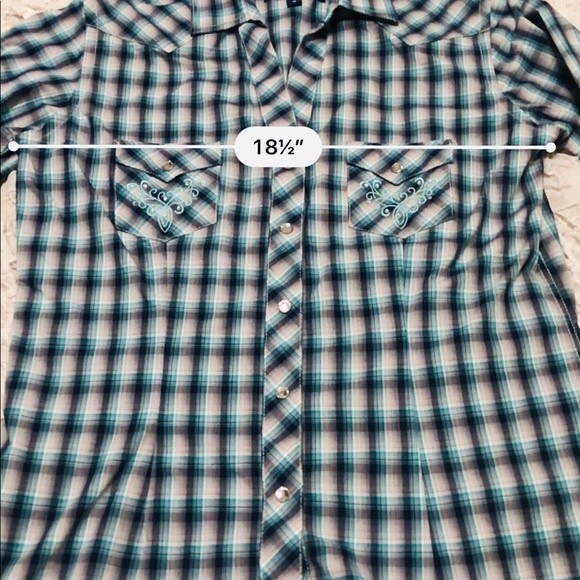 Rough Stock light blue shirt  Panhandle slim button down shirt size M western - Picture 5 of 8